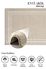 Akik 8604 Bej - Kolay Temizlenen Bej Renkli Dekoratif Halı - Görsel 2