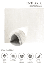 Akik 8616 Krem - Spor Saçak Detaylı Kolay Temizlenebilir Halı - Görsel 2