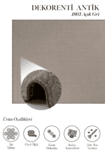 Antik 1803 Açık Gri - Ferah Mekanlar İçin Gri Renk Halı - Görsel 2