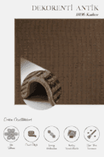 Antik 1806 Kahve - Doğal Görünümlü Çizgili Kahve Halı Tasarımı - Görsel 2