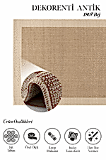 Antik 1807 Bej - Zarif Kenar Şeritli Sade Bej Halı - Görsel 2