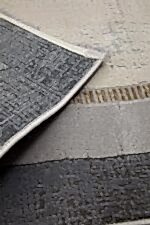 Dora 1901 Vizon - Çerçeve Desenli Eskitme Görünümlü Salon Halısı - Görsel 7