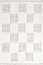 Polo 7807 Krem - Kare Desenli Krem Salon Halısı