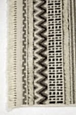 Step 2207 Gri - Modern Boho Stilde Gri Çizgili Halı - Görsel 3