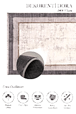 Dora 1901 Vizon - Çerçeve Desenli Eskitme Görünümlü Salon Halısı - Görsel 2