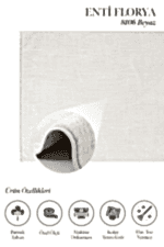 Florya 8106 Beyaz - Kolay Temizlenen, Modern Salon Halısı - Görsel 2