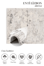 Lizbon 4514 Gri - Kolay Temizlenen Gri Salon Halısı - Görsel 2