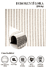 Lora 3201 Bej - Sıcak Tonlarda Çizgili Şık Salon Halısı - Görsel 2