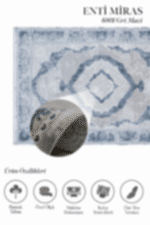 Miras 6801 Gri Mavi - Lüks ve Dayanıklı Makine Halısı - Görsel 2