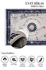 Miras 6802 Gri Mavi - Yumuşak Dokulu Salon & Yatak Odası Halısı - Görsel 2