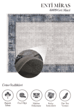 Miras 6809 Gri Mavi - Yumuşak Dokulu Yatak Odası Halısı - Görsel 2