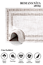 Nita 1203 Bej - Klasik Çerçeveli Bej Oturma Odası Halısı - Görsel 2