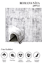 Nita 1207 Gri - Soft Tonlarda Gri Oturma Odası Halısı - Görsel 2