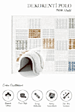 Polo 7808 Multi- Kareli Geometrik Desenli Renkli Halı Modeli - Görsel 2