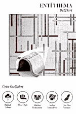 Thema 9412 Gri - Modern Çizgisel Desenli Gri Salon Halısı - Görsel 2