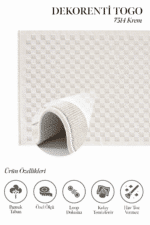 Togo 7514 Krem - Krem Renkli Dama Desenli Modern Halı - Görsel 2