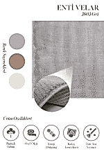 Velar 3603 Gri - İnce Çizgili Soft Dokulu Gri Salon Halısı - Görsel 2