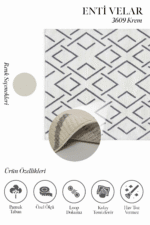 Velar 3609 Krem - Modern Çizgilerle Krem Zeminli Halı Tasarımı - Görsel 2